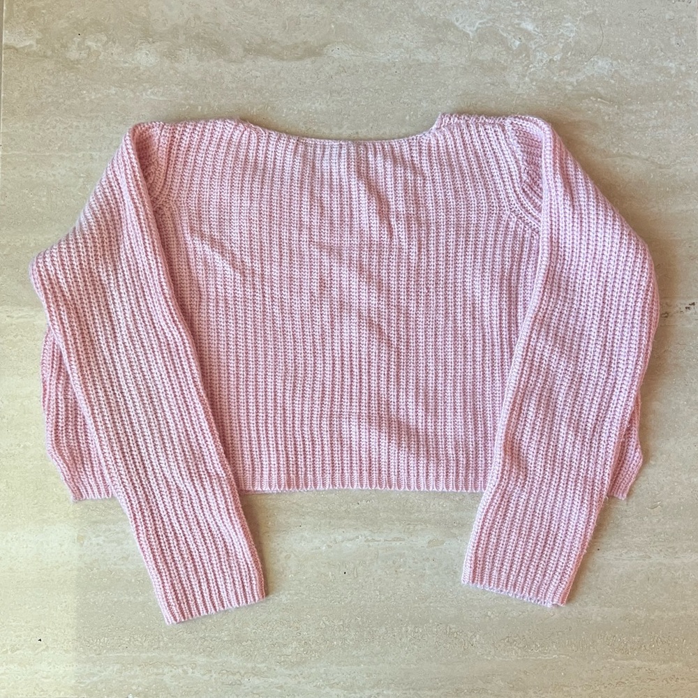 Topshop Pink Cropped Sweater - Picture 3 of 7